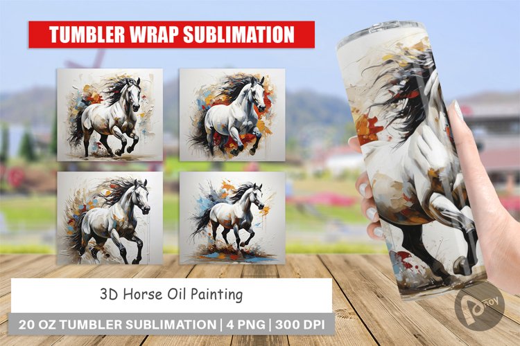 Tumbler Wrap 3D Horse Painting