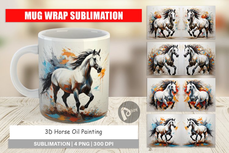 Mug Wrap Design 3D Horse Painting