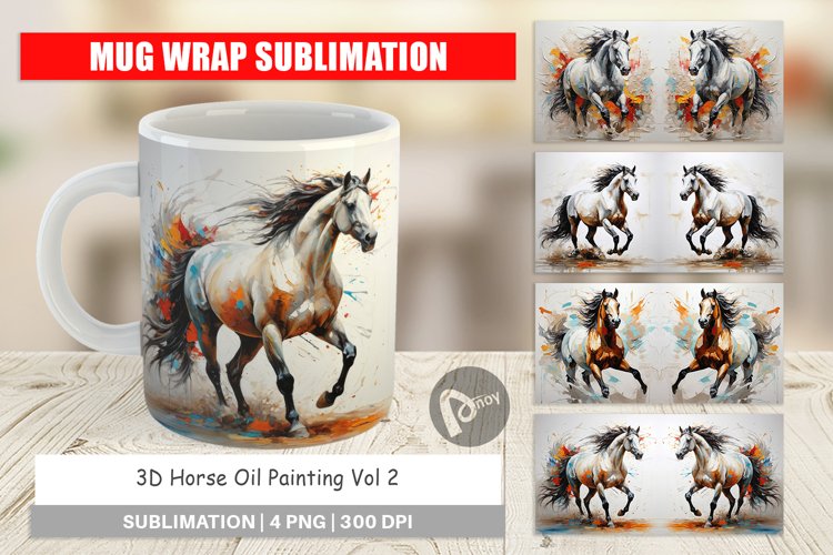 Mug Wrap Design 3D Horse Painting