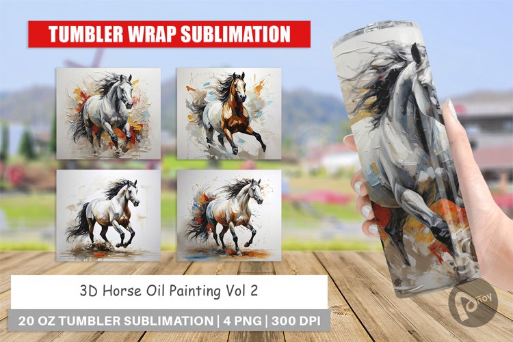 Tumbler Wrap 3D Horse Painting