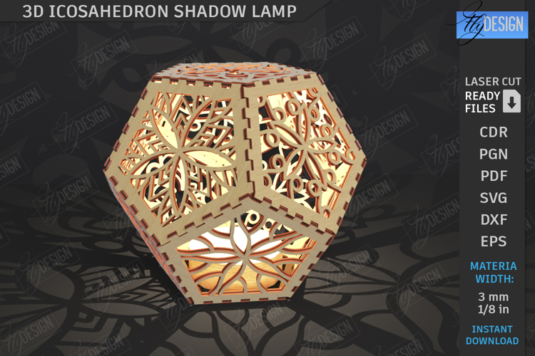 3D Icosahedron Lantern Laser Cut| Shadow Lamp |Desktop Lamp