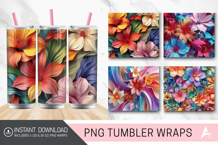 3D Imagine Floral Tumbler Wrap