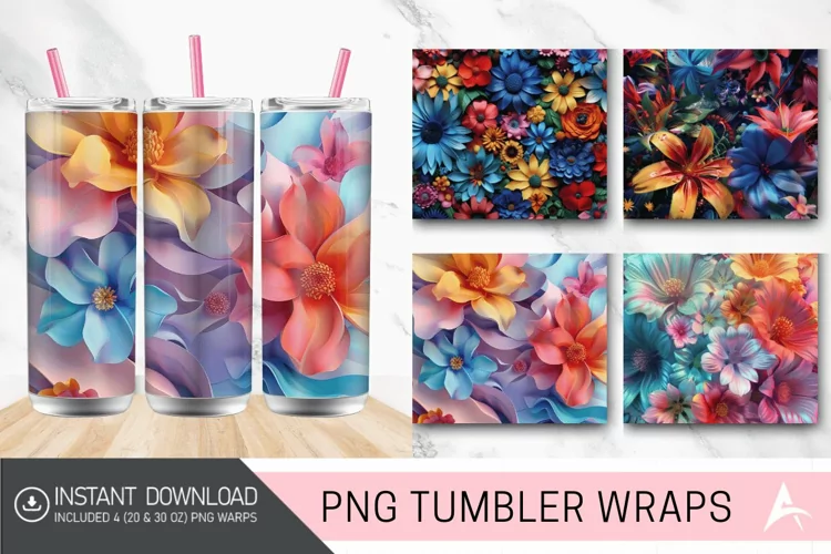 3D Imagine Floral Tumbler Wrap