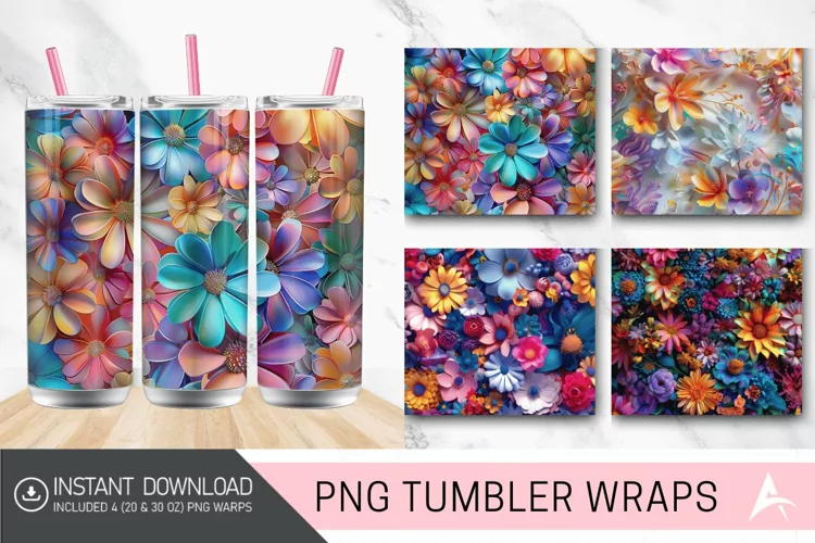 3D Imagine Floral Tumbler Wrap