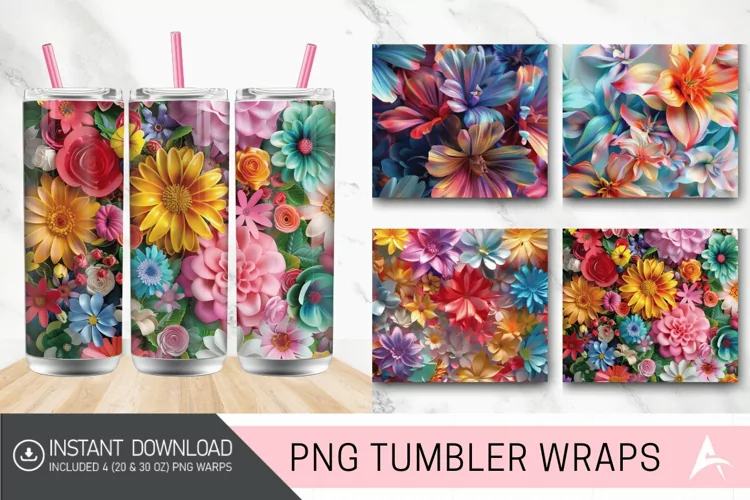 3D Imagine Floral Tumbler Wrap