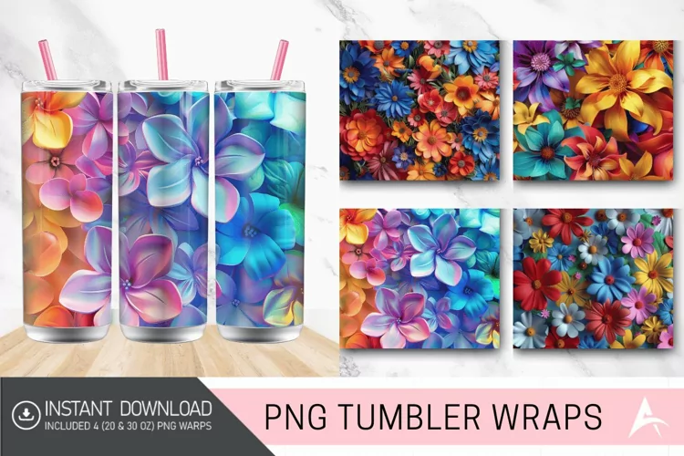 3D Imagine Floral Tumbler Wrap