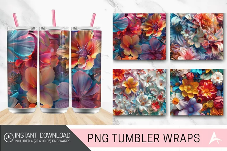 3D Imagine Floral Tumbler Wrap