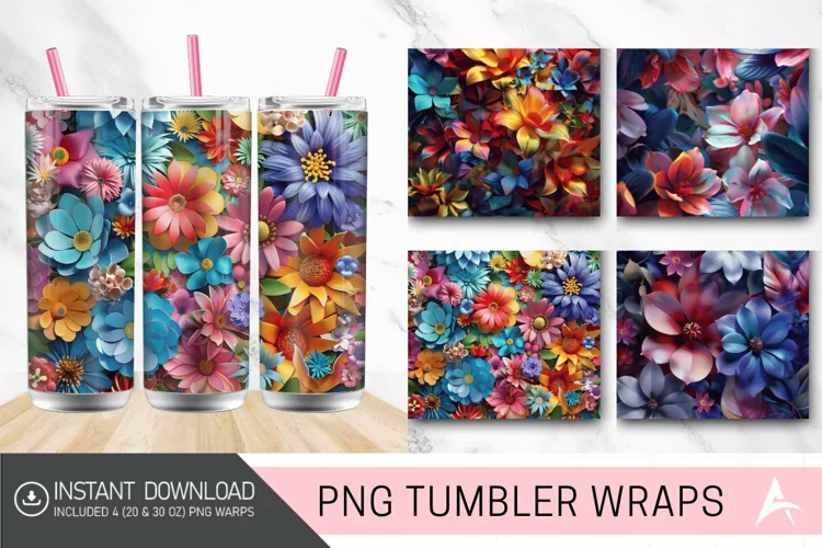 3D Imagine Floral Tumbler Wrap