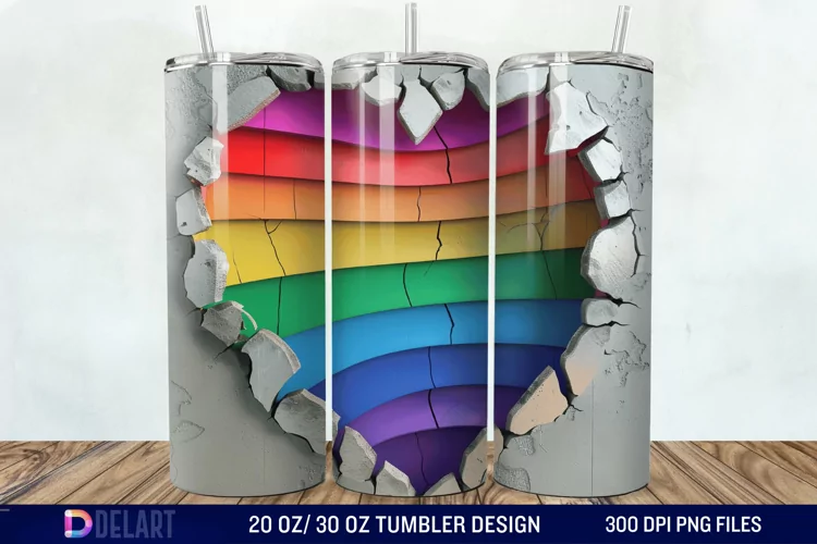 3D Inflated Heart Hole In A Wall Tumbler Wrap