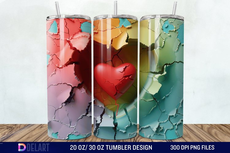 3D Inflated Heart Hole In A Wall Tumbler Wrap example image 1