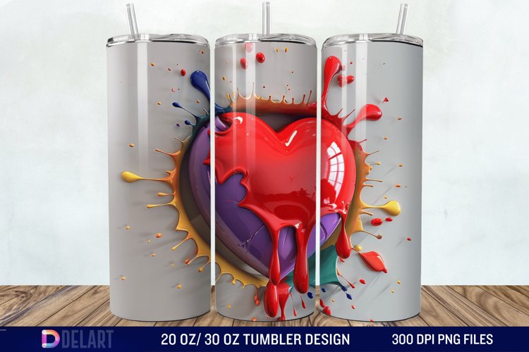 3D Inflated Heart Hole In A Wall Tumbler Wrap example image 1