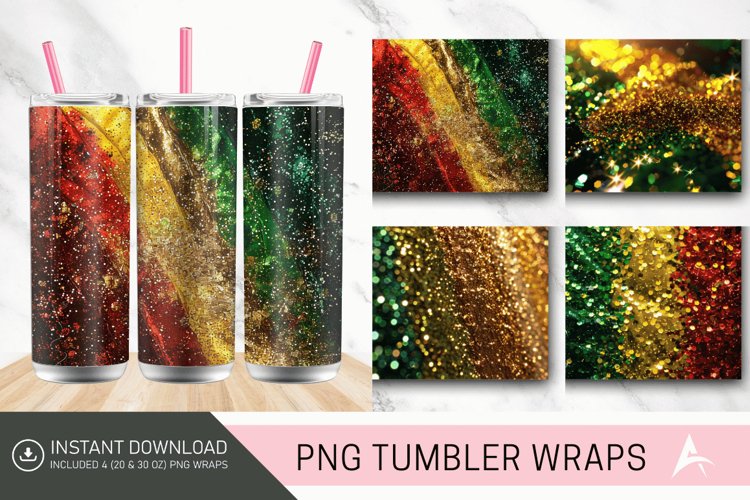 3D Jamaican Glitter Tumbler Wrap