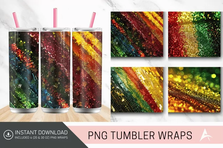 3D Jamaican Glitter Tumbler Wrap
