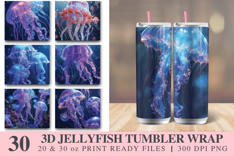 3D Jellyfish Tumbler Wrap Bundle