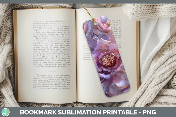 3D Jewel Flowers Azalea Bookmark Sublimation Printable Desig