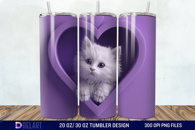 3D Kitten Hole In A Heart Tumbler Wrap example image 1