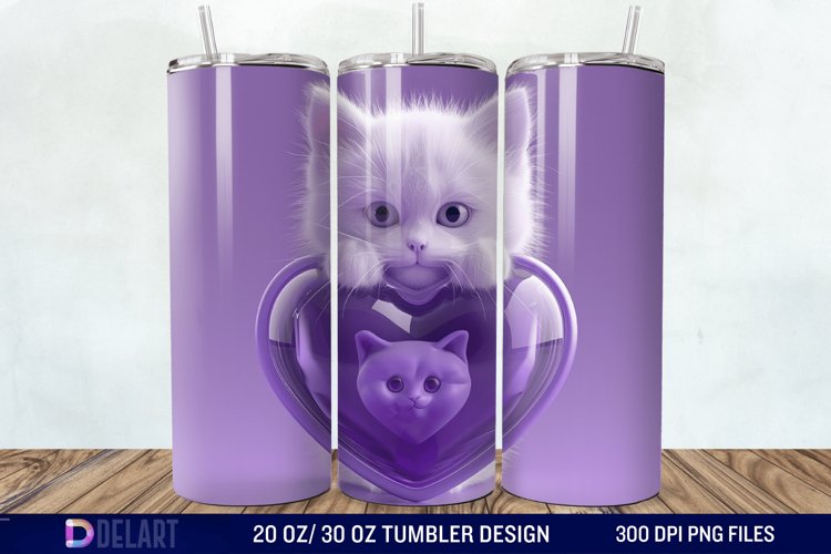 3D Kitten Hole In A Heart Tumbler Wrap example image 1