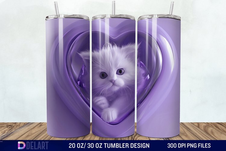 3D Kitten Hole In A Heart Tumbler Wrap example image 1