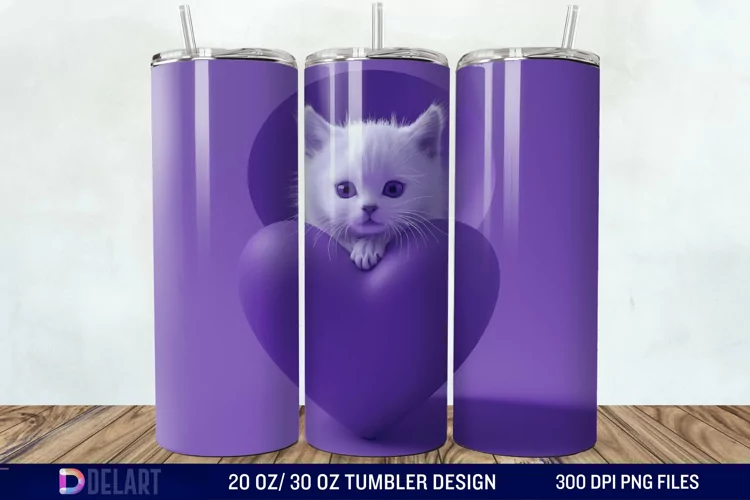 3D Kitten Hole In A Heart Tumbler Wrap