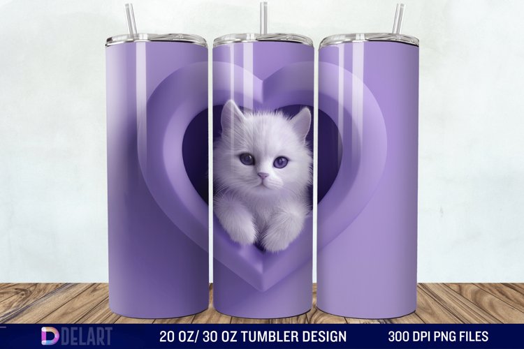 3D Kitten Hole In A Heart Tumbler Wrap example image 1