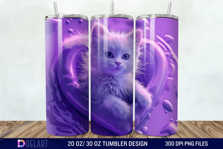 3D Kitten Hole In A Heart Tumbler Wrap