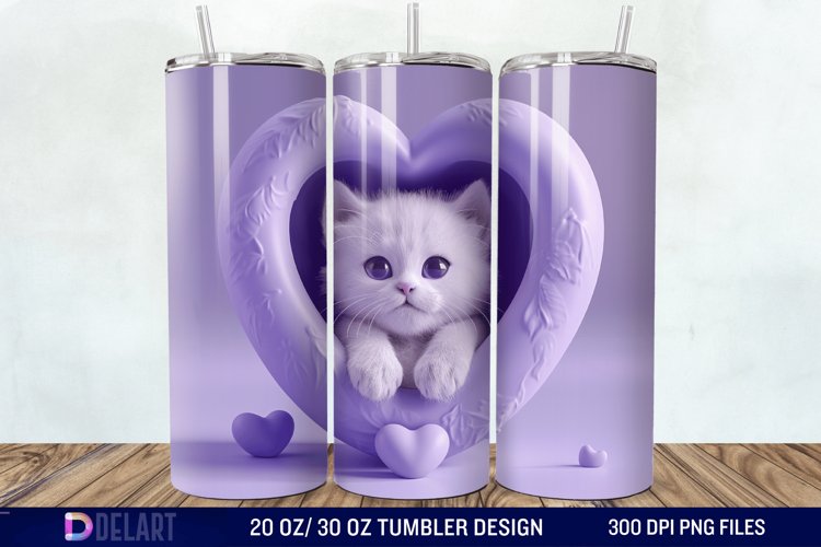 3D Kitten Hole In A Heart Tumbler Wrap example image 1