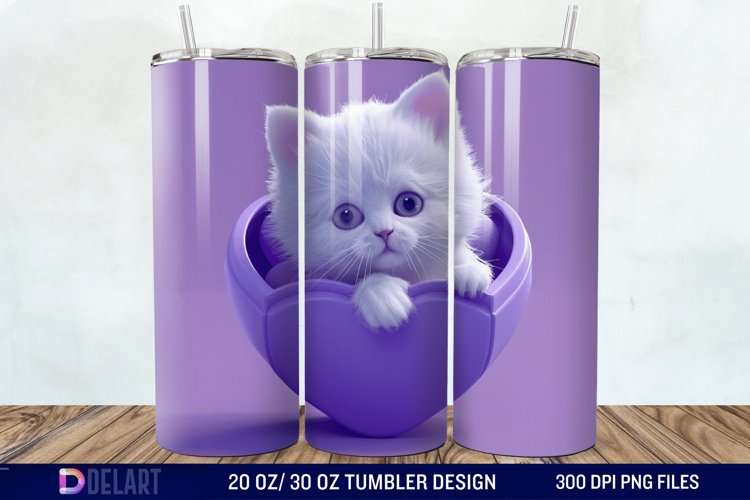 3D Kitten Hole In A Heart Tumbler Wrap example image 1