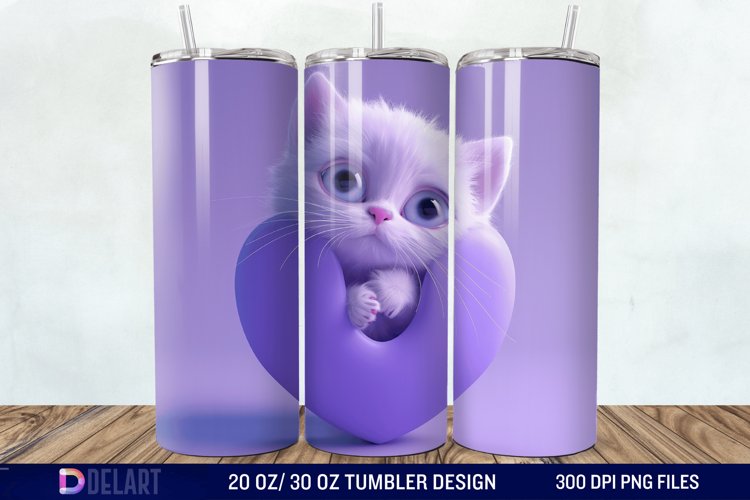 3D Kitten Hole In A Heart Tumbler Wrap example image 1