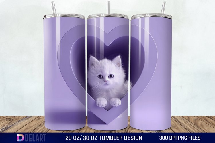 3D Kitten Hole In A Heart Tumbler Wrap example image 1