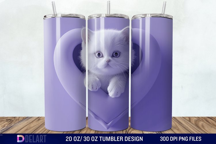 3D Kitten Hole In A Heart Tumbler Wrap example image 1