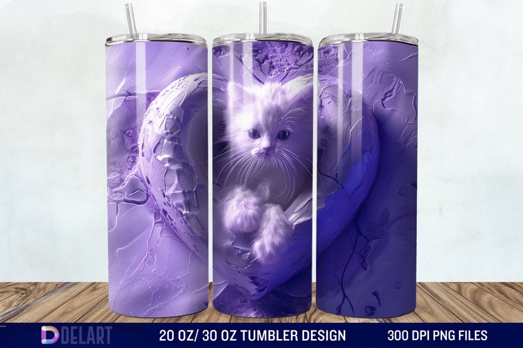 3D Kitten Hole In A Heart Tumbler Wrap example image 1