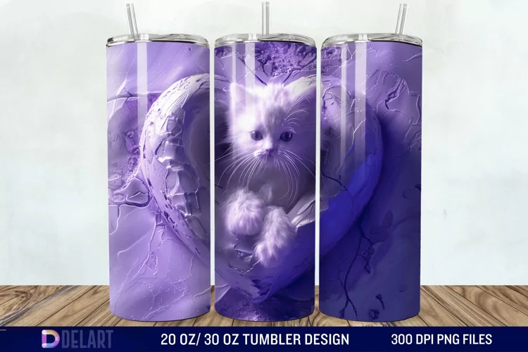 3D Kitten Hole In A Heart Tumbler Wrap