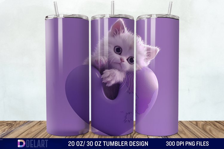 3D Kitten Hole In A Heart Tumbler Wrap example image 1