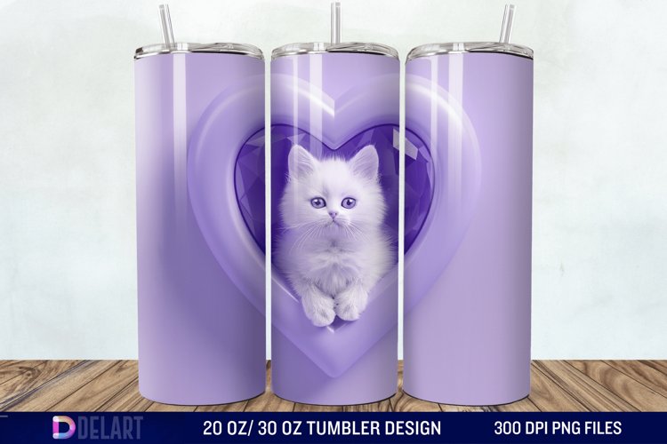 3D Kitten Hole In A Heart Tumbler Wrap example image 1