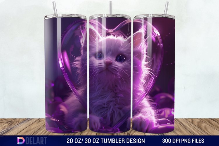 3D Kitten Hole In A Heart Tumbler Wrap example image 1