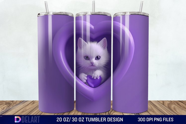 3D Kitten Hole In A Heart Tumbler Wrap example image 1