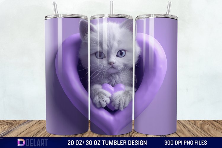 3D Kitten Hole In A Heart Tumbler Wrap example image 1