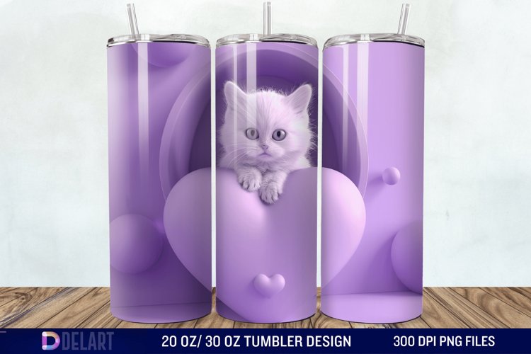 3D Kitten Hole In A Heart Tumbler Wrap example image 1