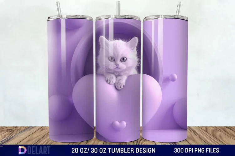 3D Kitten Hole In A Heart Tumbler Wrap