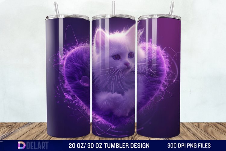 3D Kitten Hole In A Heart Tumbler Wrap example image 1