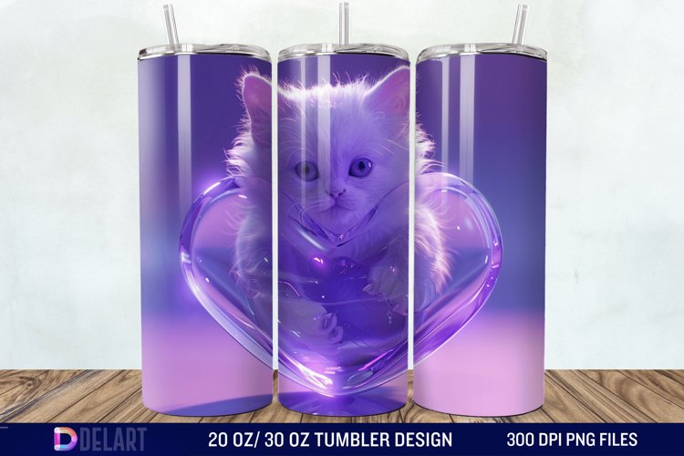 3D Kitten Hole In A Heart Tumbler Wrap example image 1