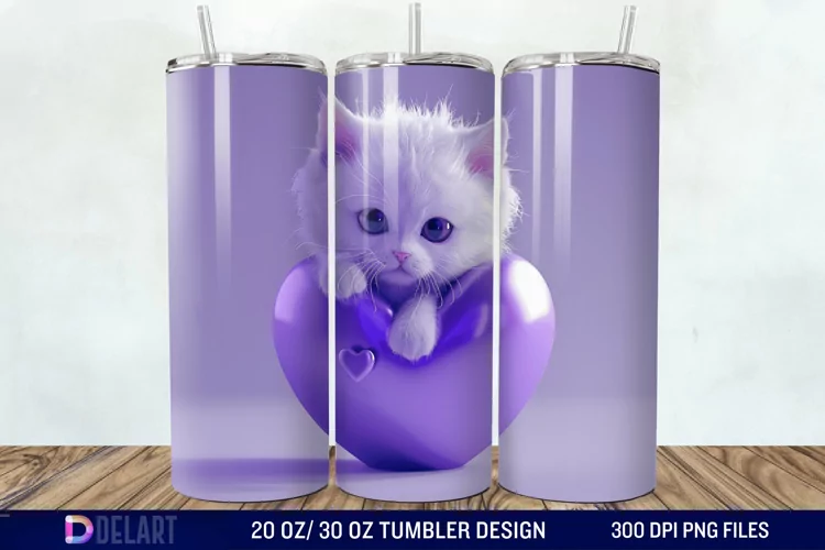 3D Kitten Hole In A Heart Tumbler Wrap
