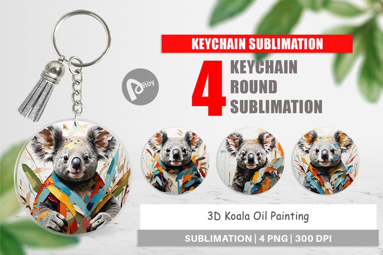 Keychain 3D Koala Painting