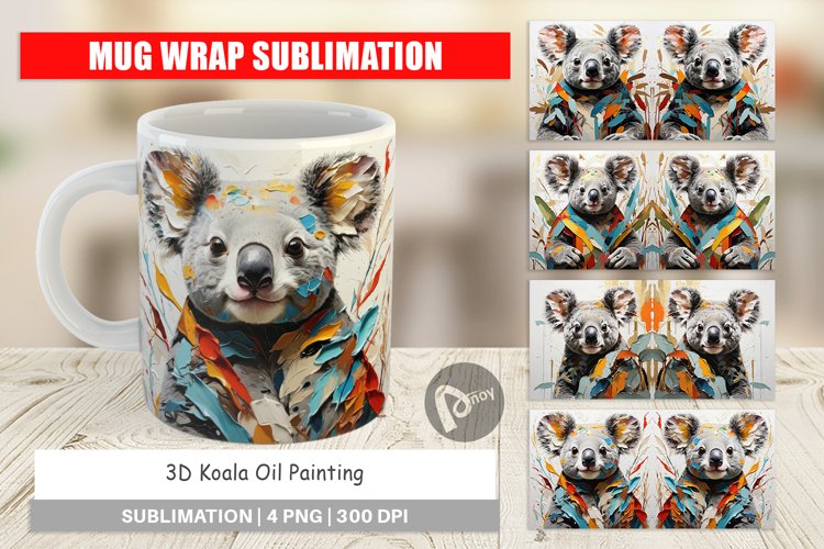 Mug Wrap Design 3D Koala Painting