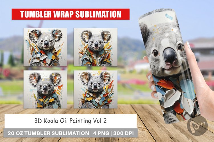 Tumbler Wrap 3D Koala Painting