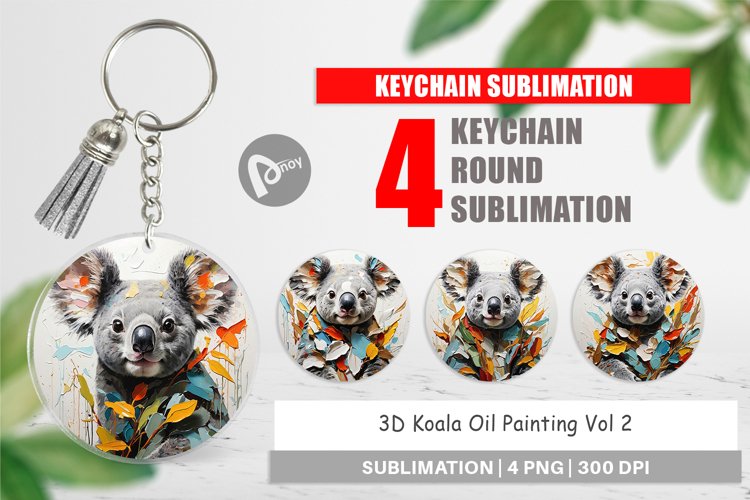 Keychain 3D Koala Painting