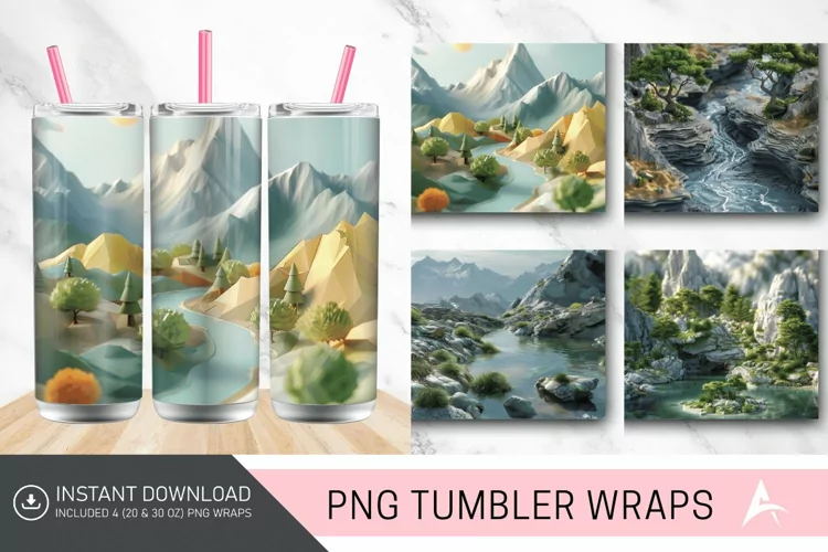 3D Landscape Tumbler wrap