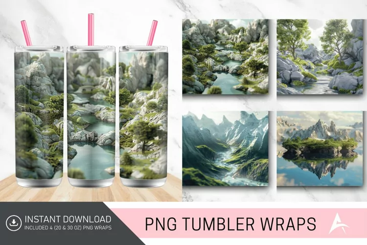 3D Landscape Tumbler wrap