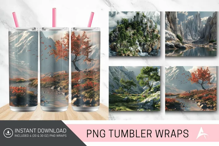 3D Landscape Tumbler wrap