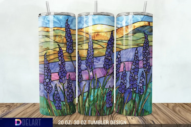 3D Lavender Fields Stained Glass Tumbler Wrap